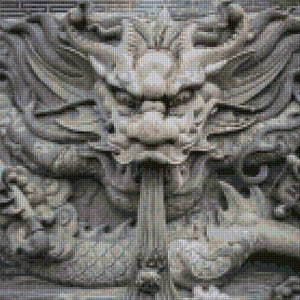 Dragon Stone Carving Cross Stitch pattern PDF- EASY chart with one color per sheet And traditional chart! Two charts in one!