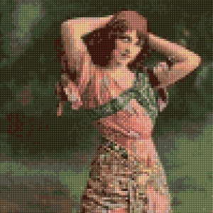 Art Deco Romani Pinup 1930s Cross Stitch pattern PDF- EASY chart with one color per page And traditional chart! Two charts in one!
