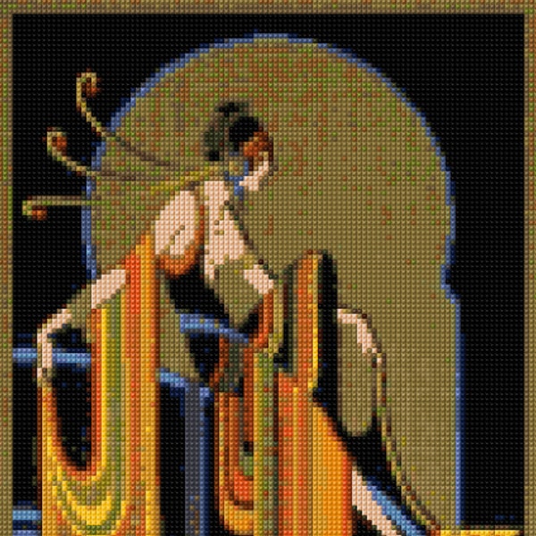 Classic Art Deco Cross stitch pattern - PDF - EASY chart with one color per sheet And traditional chart! Two charts in one!