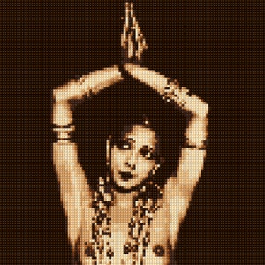 Art Deco Josephine Baker Portrait Cross Stitch pattern PDF - EASY chart with one color per sheet And traditional chart! Two charts in one!