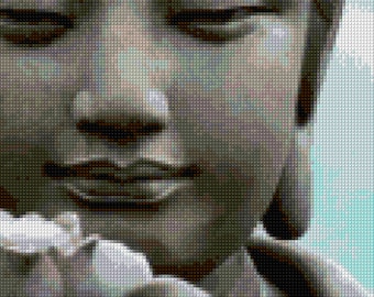 Buddha und Lotus Kreuzstichvorlage PDF- EASY Stickvorlage mit einer Farbe pro Bogen Und traditionelle Stickvorlage! Zwei Charts in einem!