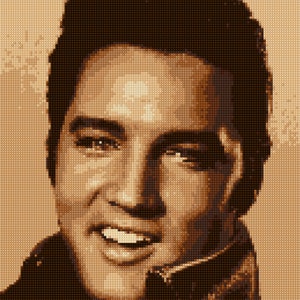 May include: A sepia-toned portrait of a man with dark hair and a warm smile. He is wearing a collared shirt and has a classic, retro look.