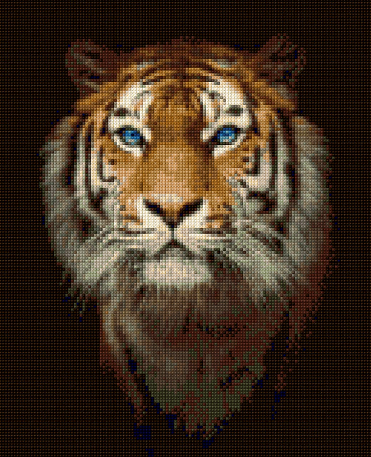 Cross Stitch Chart Pattern Tiger Portrait 
