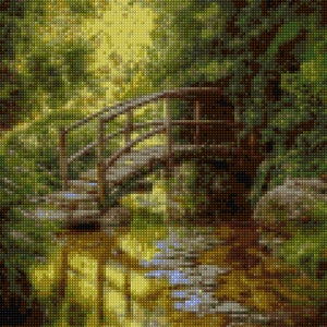 Woodland Bridge Cross Stitch pattern PDF - EASY chart with one color per sheet AND traditional chart! Two charts in one!