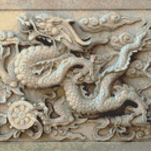 Dragon Stone Carving Cross Stitch pattern PDF- EASY chart with one color per sheet And traditional chart! Two charts in one!