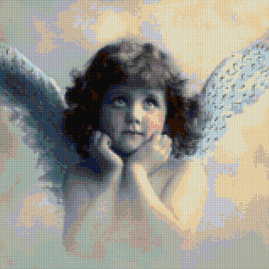 Victorian Angel Hand Tinted Portrait Cross Stitch Pattern PDF Etsy