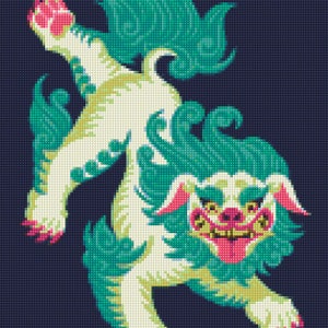Tibetanischer Schneelöwe Kreuzstichmuster PDF - Einfache Strickschrift mit einer Farbe pro Blatt UND einer regulären Strickschrift! Zwei Karten in einer!