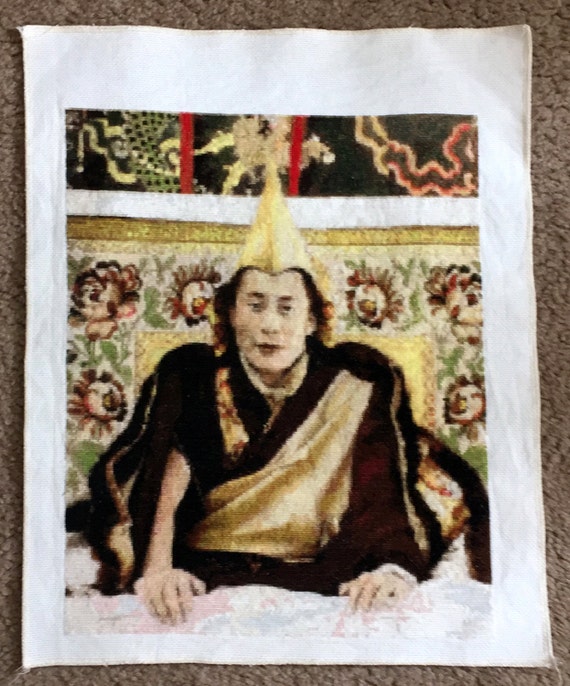 Dalai Lama 1950 Enthronement Portrait Cross Stitch Pattern PDF