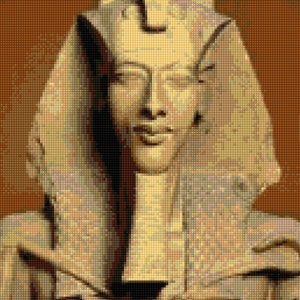 Egyptian Akhenaten Stone Carving Cross stitch pattern PDF - EASY chart with one color per sheet And traditional chart! Two charts in one!