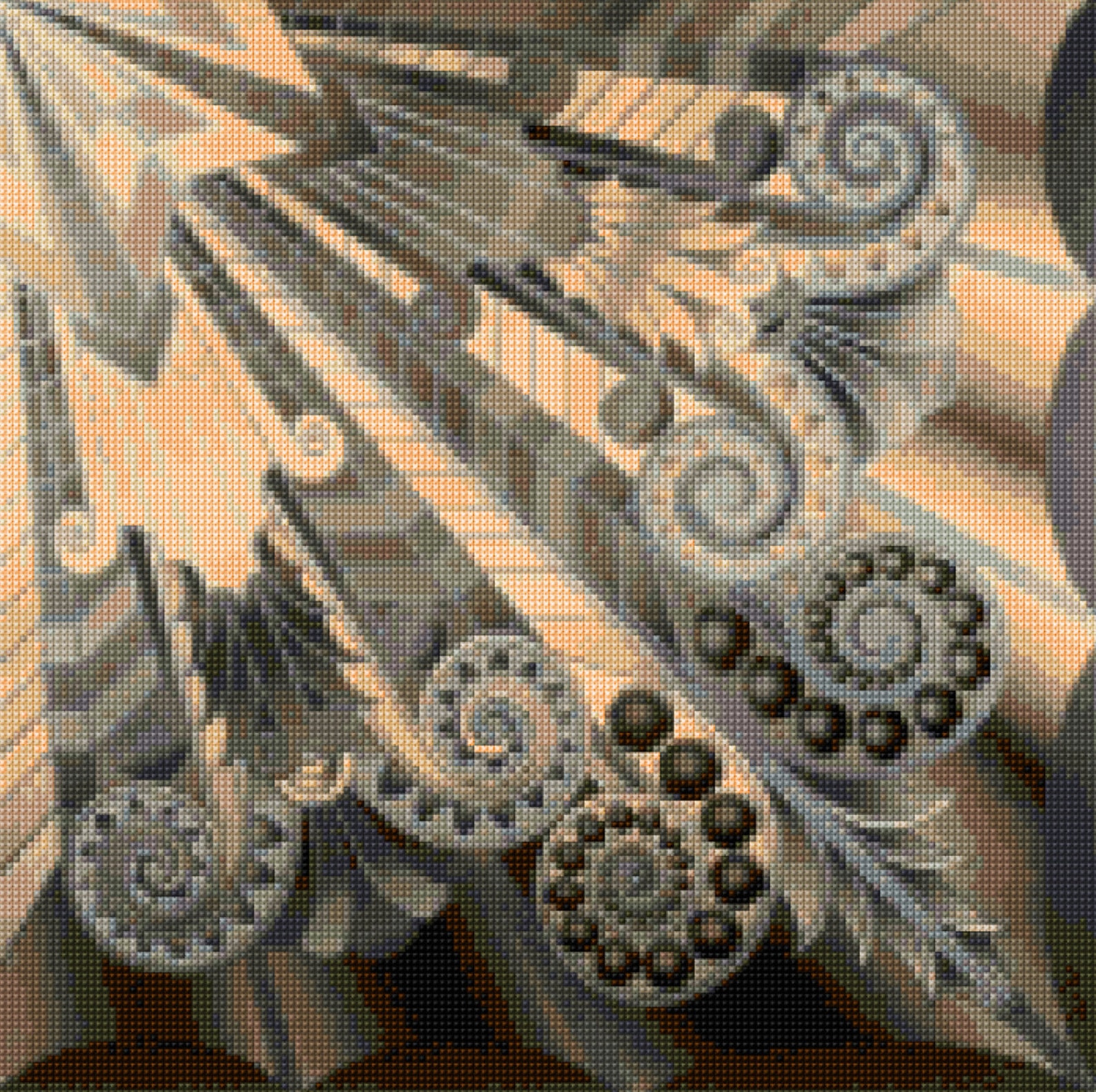 Art Deco Abstract Cross Stitch Pattern PDF EASY Chart With One Color