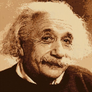 Albert Einstein portrait Cross stitch pattern PDF - EASY chart with one color sheet And traditional chart! Two charts in one!