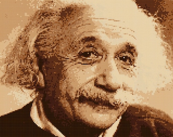 Albert Einstein portrait Cross stitch pattern PDF - EASY chart with one color sheet And traditional chart! Two charts in one!