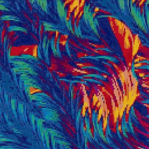 Microscopic Folic Acid Abstract Cross Stitch pattern PDF- EASY chart with one color per sheet And traditional chart! Two charts in one!