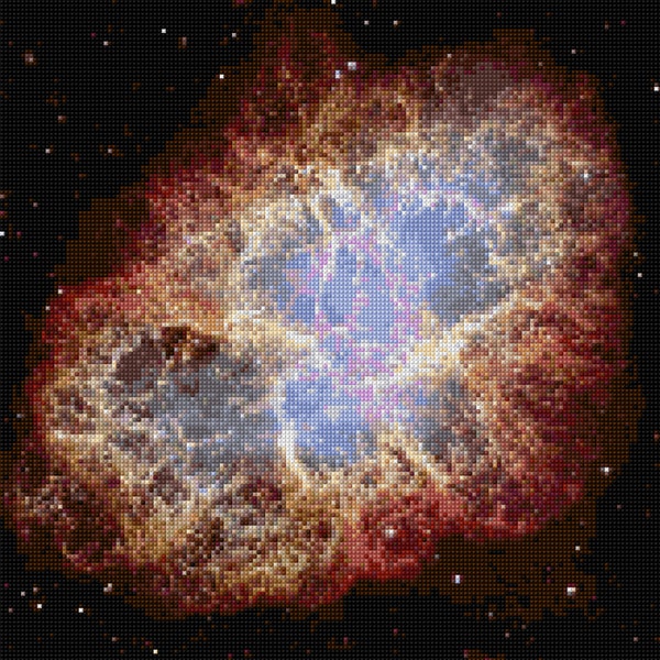 Crab Nebula - Hubble Telescope Cross Stitch Pattern PDF- EASY chart with one color per sheet And traditional chart! Two charts in one!