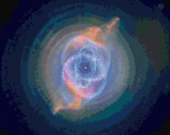 Cats Eye Nebula Cross Stitch pattern Hubble Telescope PDF - EASY chart with one color per sheet And traditional chart! Two charts in one!