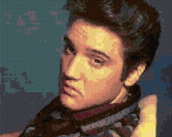 Elvis Presley Portrait Cross stitch pattern PDF - EASY chart with one color per sheet And traditional chart! Two charts in one!