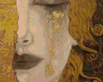 Art Deco Metallic threads Cross stitch chart PDF - EASY chart with one color per sheet And traditional chart!