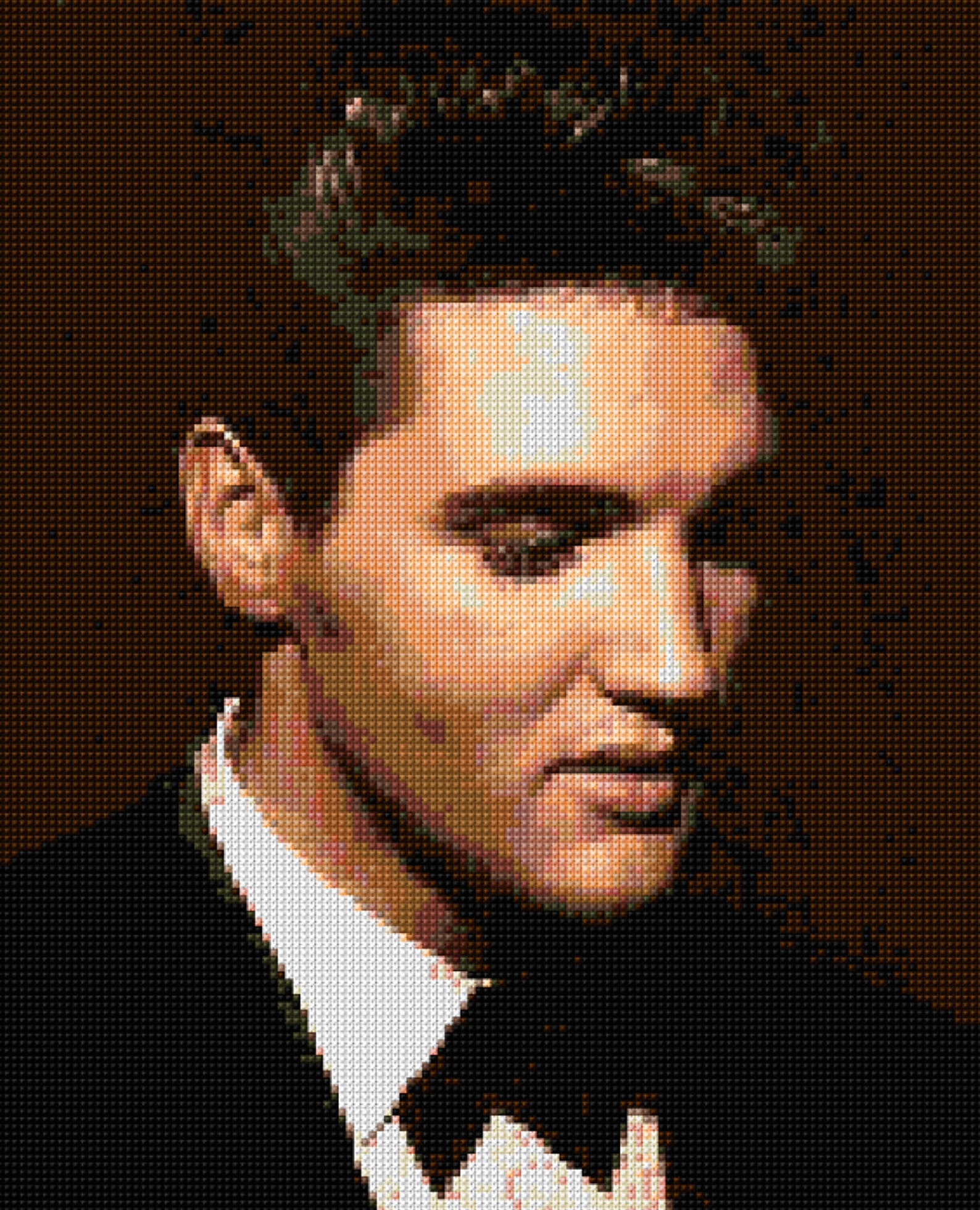 Elvis in a Tuxedo Cross Stitch Portrait Chart PDF EASY Chart | Etsy