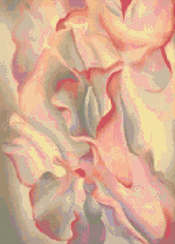 Georgia O'Keefe Sweet Peas 1927 Cross Stitch pattern PDF - EASY chart with one color per page And traditional chart! Two charts in one!