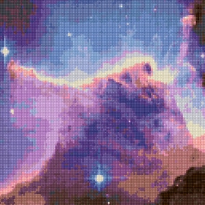 Adler-Nebel-Nebelhubble-Teleskop Kreuzstichmuster PDF - EASY Stickmustervorlage mit einer Farbe pro Bogen und traditioneller Stickmustervorlage! Zwei Charts in einem!