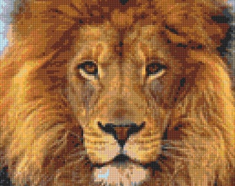 Majestic Lion Cross Stitch pattern PDF-EASY chart with one color per sheet And traditional chart! Two charts in one!