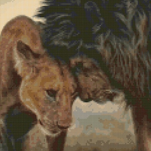 Lion Love Cross Stitch Portrait PDF-EASY Chart mit einer Farbe pro Bogen Und traditioneller Chart! Zwei Charts in einem!