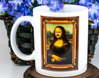 Ron Swanson Mona Lisa Funny Coffee Mug, Mona Ron Gift for Men, Nick Offerman Mug, Ron Swanson Meme Birthday Gift Idea,  Meme Coffee Mug