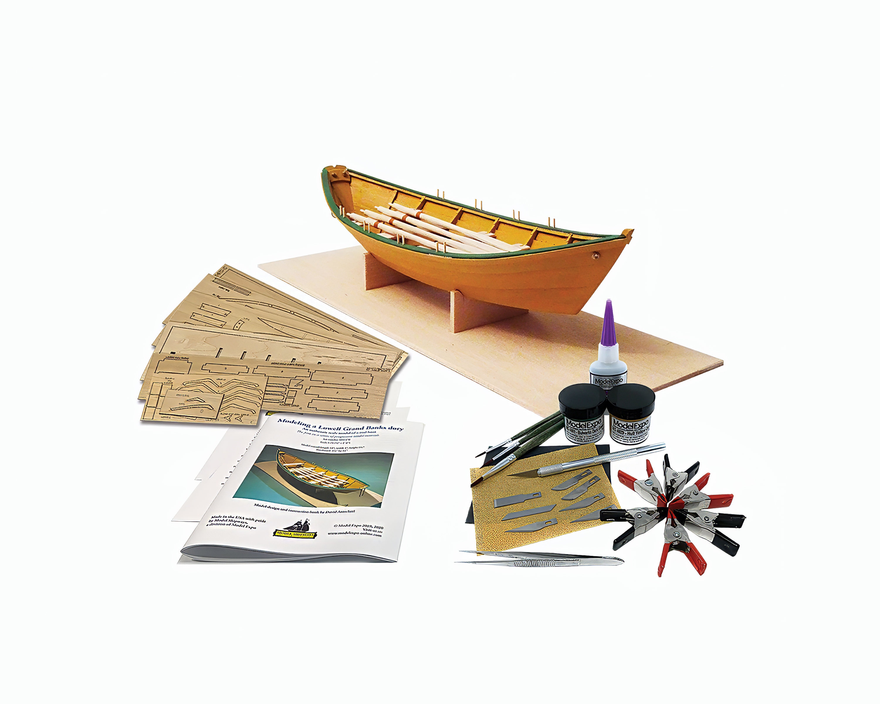 Lowell Grand Banks Dory Wooden Model Shipwright Series Skill Level 1 Model Boat Kit PLUS Tools & Paint 1:24 Scale