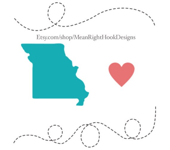 Download Missouri Svg State Silhouette Heart Svg And Dotted Lines Etsy