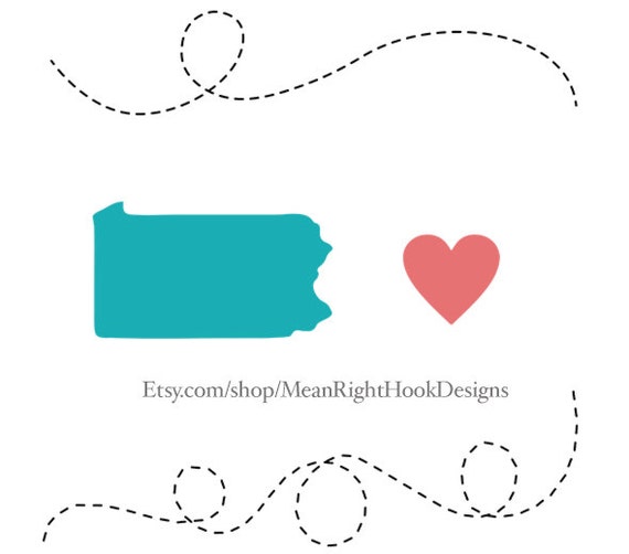Download Pennsylvania Svg State Silhouette Heart Svg And Dotted Lines Etsy