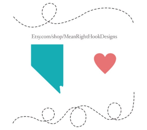 Download Nevada Svg State Silhouette Heart Svg And Dotted Lines Etsy
