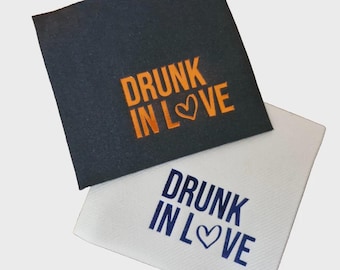 Custom personalised luxury black and white airlaid linen feel cocktail napkins