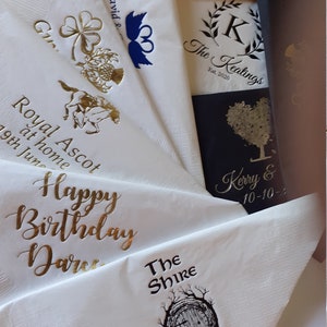 100 x Personalised luxury 3 ply dinner napkins for all occasions
