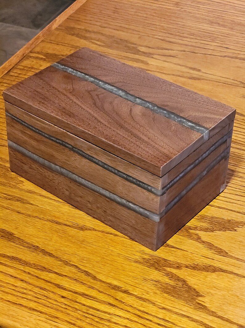 Keepsake Box Silver Epoxy in Black Walnut Etsy