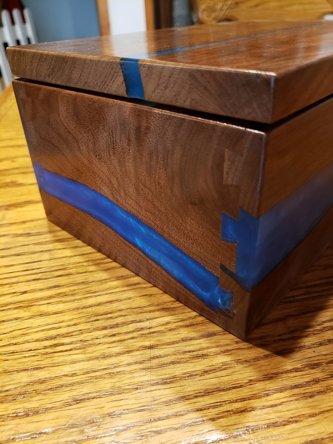 KeepSake Box Shiny Blue Epoxy in Black Walnut Etsy
