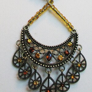 Delicate Filigree Chandelier Pendant with Striped Black Onyx Rounds and Unique Clock Toggle Clasp Necklace