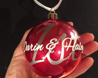 First Christmas together, 1st Christmas engaged ornament, 1st Christmas married, wedding ornament, personalized Christmas ball ornament