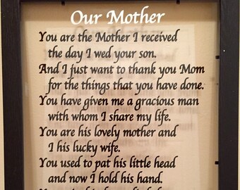DECAL ONLY for DIY Mother-in-law gift You are the Mother I received the day I wed your son Mother of the groom gift, Mother's Day gift Mothe
