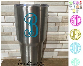 Yeti Cup Monogram vinyl decal sticker, laptop/Mac decal, Monogram car window decal sticker, water bottle monogram vinyl decal sticker