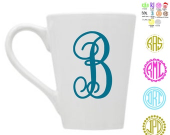 vinyl DECAL ONLY, Monogram initial or circle monogram for coffee cup, Yeti Cup or water bottle vinyl decal, Car window laptop monogram decal