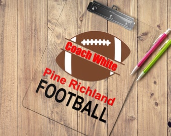 Football Coach gift personalized football Clipboard with name, football player coach team gift idea clear/storage sport clipboard