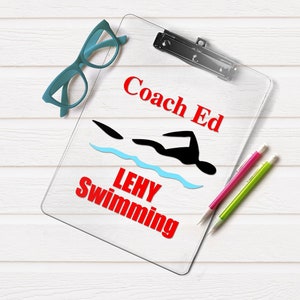 Swimming Coach Gift, Diving coach gift, personalized swimming Clipboard, Diving clipboard image 1