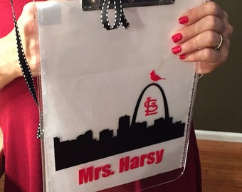 St. Louis Cardinal's Fan Gift Clipboard, Cardinal's Teacher gift, Teacher Cardinals fan Gift, St. Louis skyline mac laptop