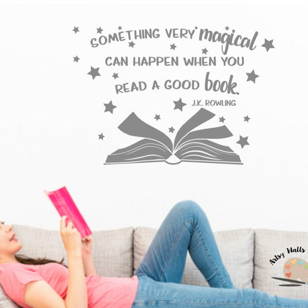 Something very magical can happen when you read a good book wall decal, Classroom Wall Decal Back to School Decal school library decal