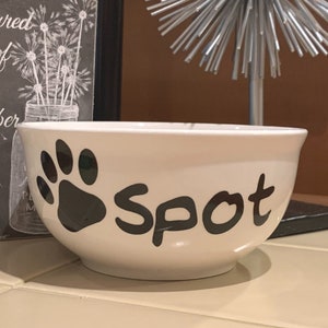 Ceramic Dog bowl, Cat Bowl, Dog Food/Water Bowl Personalized with Name, black dog bowl, White dog bowl
