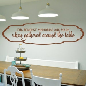 Dining Room Wall Decal: Fondest Memories Quote, Kitchen Decor