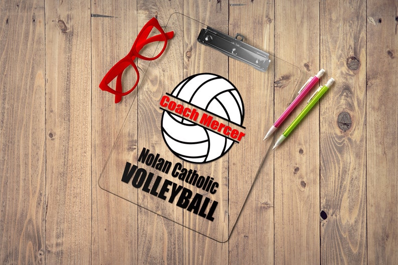 Volleyball Coach gift personalized volleyball Clipboard with Name, Volleyball player team gift idea, custom clear or storage clipboard case image 1