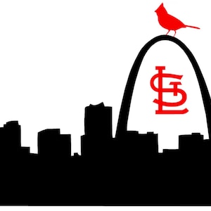 St. Louis skyline vinyl decal with STL and the st. Louis arch Saint Louis Cardinals gift vinyl decal for mac laptop, wall, clipboard...