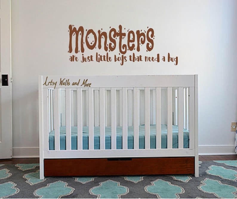 Monsters are Just Little Boys that Need a Hug Vinyl Decal sticker Monsters wall decal vinyl Monsters Inc. little boys bedroom decor image 2