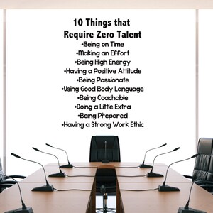 10 Things That Require Zero Talent Wall Decal, Motivational School ...